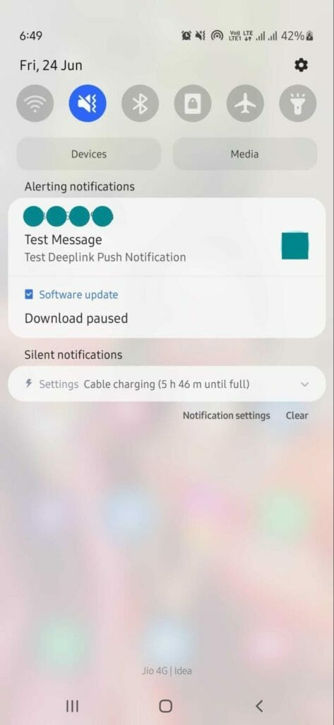 test notification screenshot