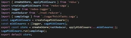 Example of Store object of redux-saga