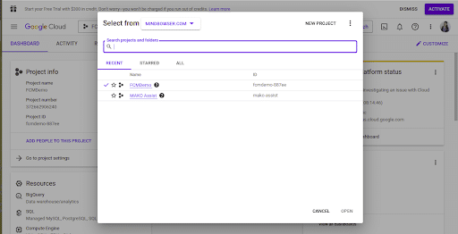 Google cloud platform project