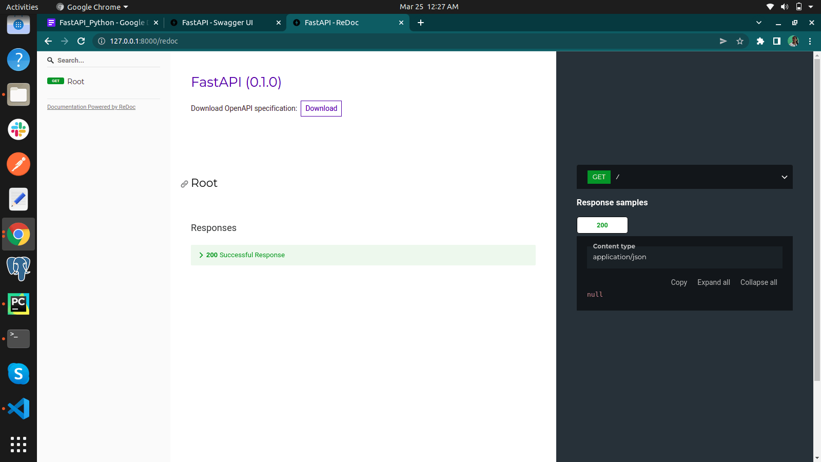Alternate Example of FastAPI Swagger UI