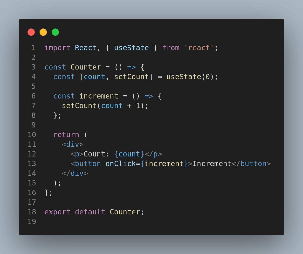 example using useState in React