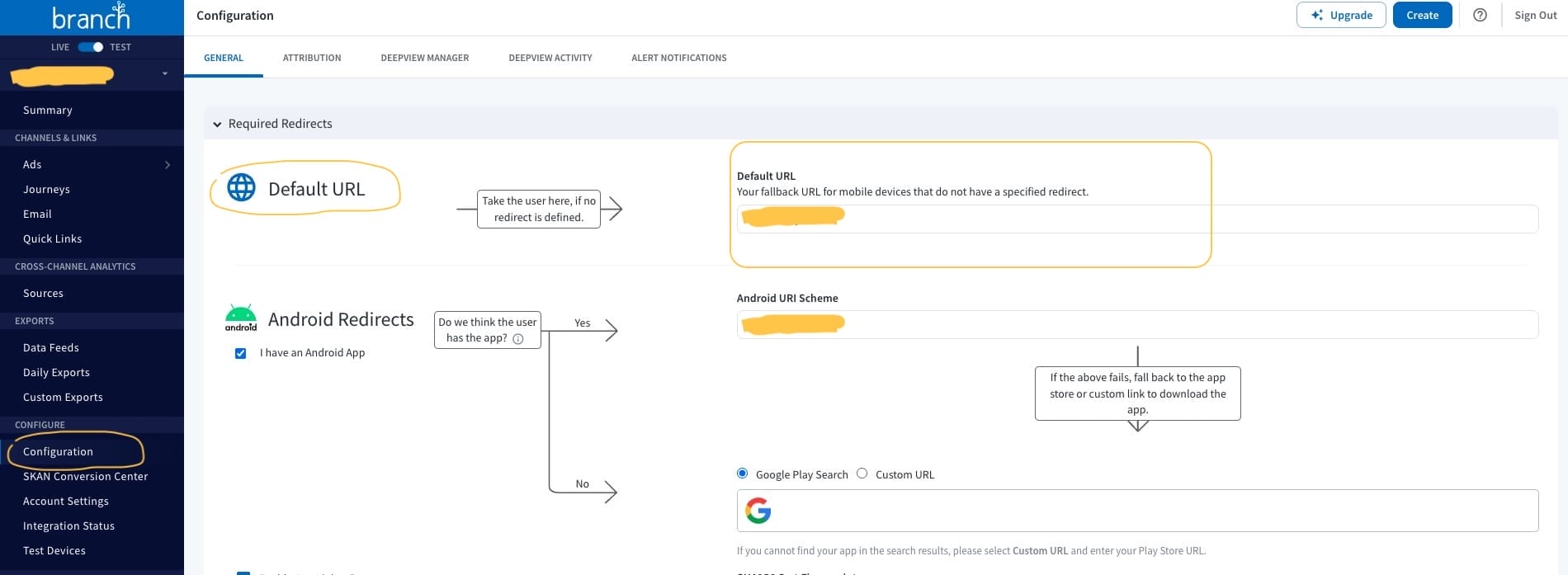 Default-URL-setup
