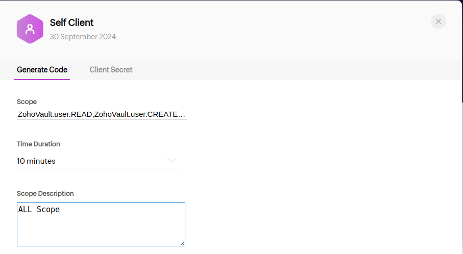 Creating self client