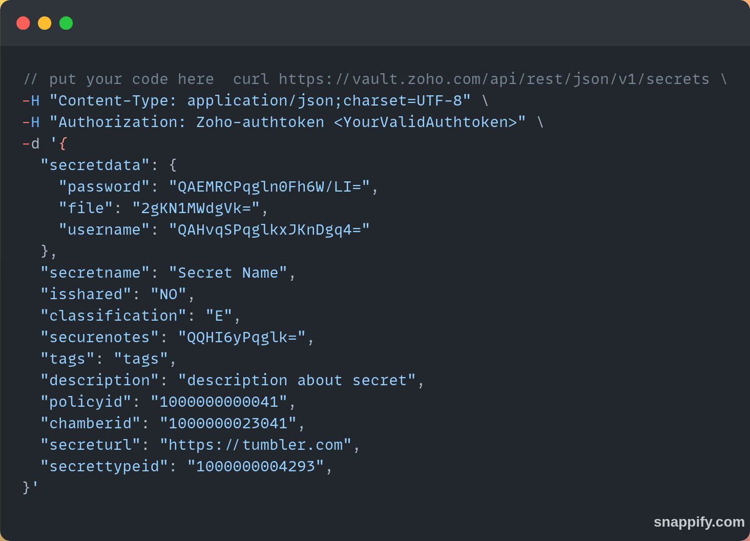 JSON string containing