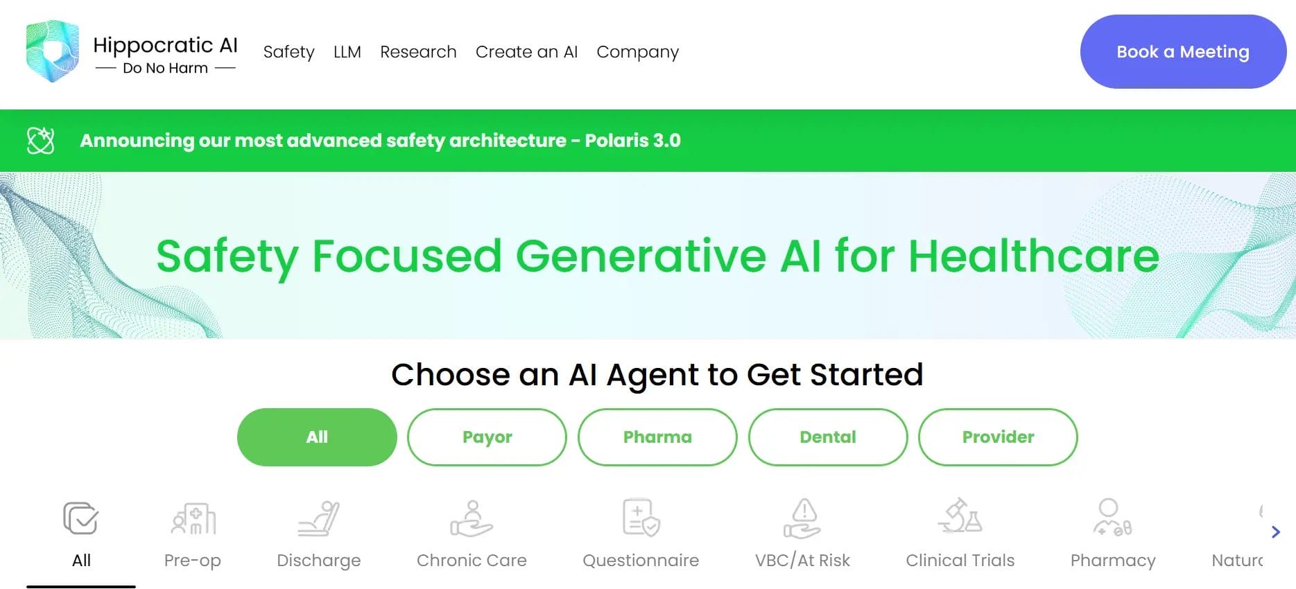 Website Screenshot of Hippocratic AI